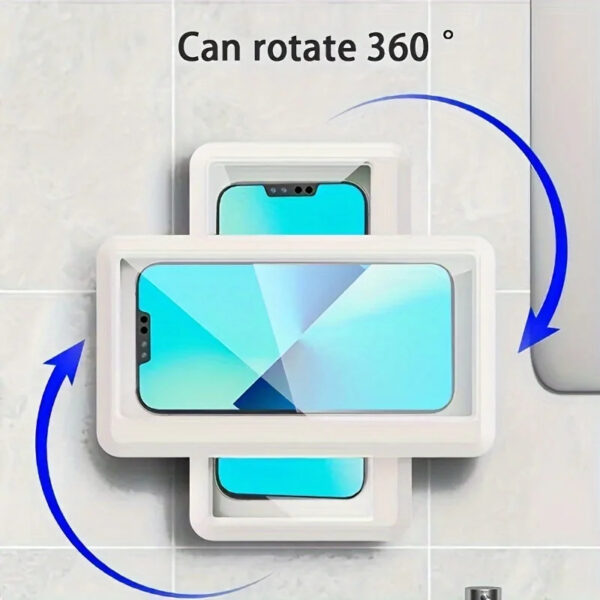 360° Rotating Touch Phone Holder for Shower & Kitchen Walls – Fits 6.8″ Devices