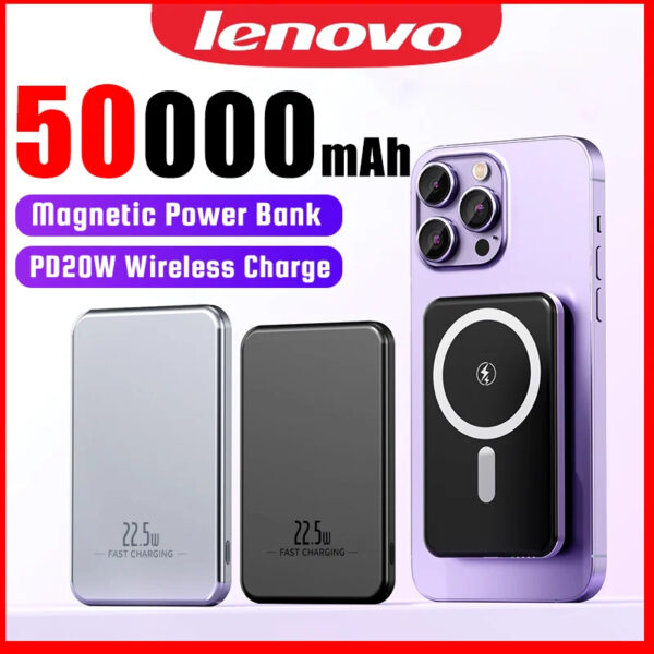 Compact 5000 m Ah Wireless Power Bank with Magnetic Fast Charging for i Phone & Samsung