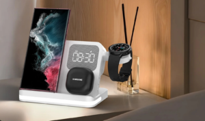15W Fast Wireless Charging Stand & Holder with LED Digital Clock Detachable Night Light Magnetic Charger for iPhone 3 and 1
