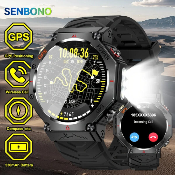 Waterproof GPS Smartwatch with Altimeter & 530 m Ah Battery for Outdoor Sports