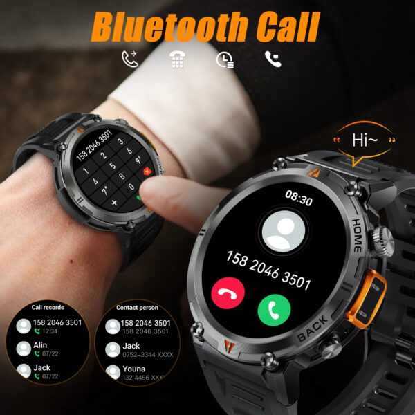 EIGIIS KE3 2025 New Bluetooth Call smartwatch for men Full Touch Screen With Health Monitor heart rate Flashlight Smart watch the steel ring strap | Bluetooth Calling Digital Watch