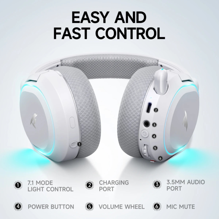 Immersive 7.1 Surround Sound Headset with 100 H Battery Life for Gaming