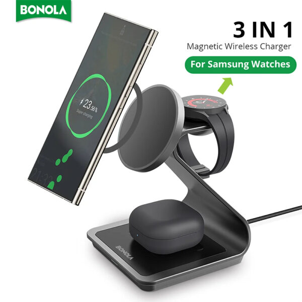 Fast 25 W Wireless Charger for Samsung S25 & Galaxy Watch 7 with Dual-Coil Design