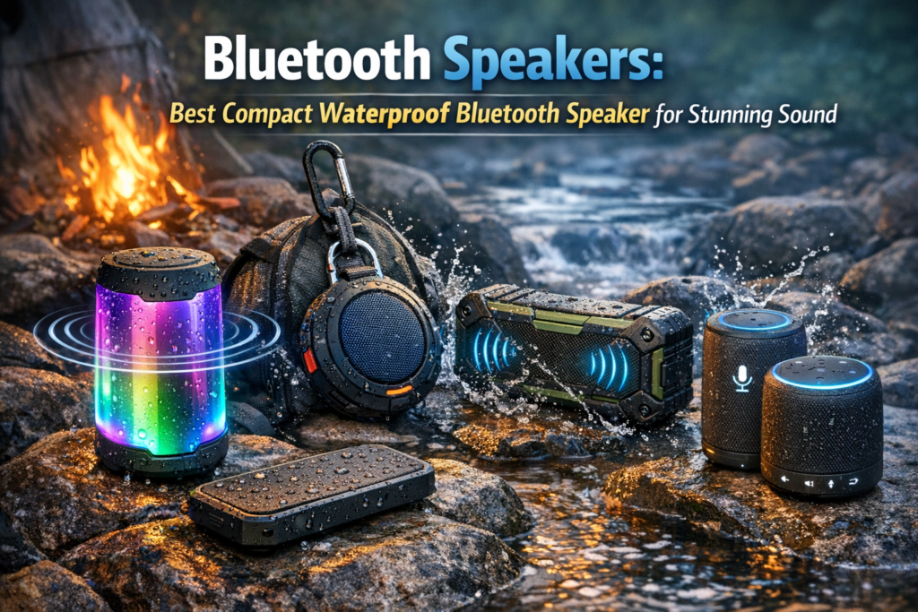 Illustration of Bluetooth Speakers: Best Compact Waterproof Bluetooth Speaker for Stunning Sound