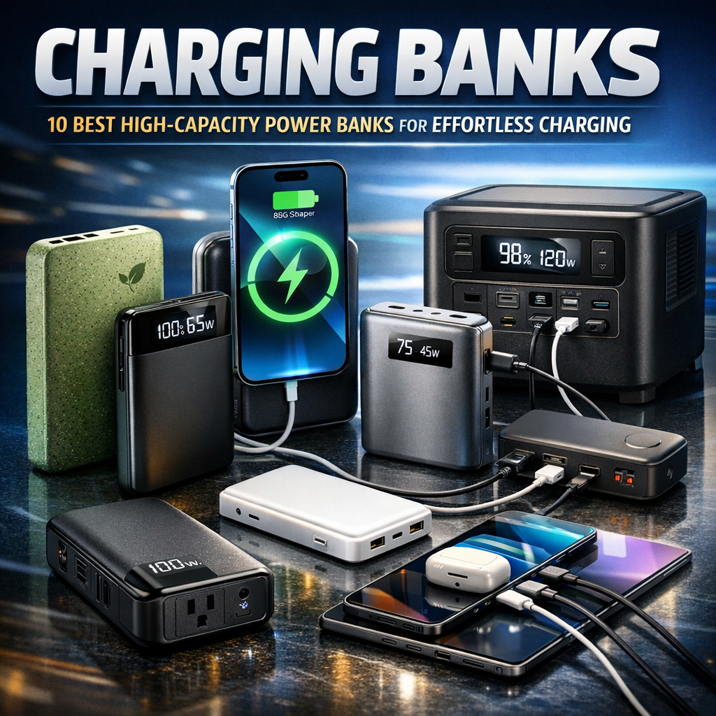 Illustration of Charging Banks: 10 Best High-Capacity Power Banks for Effortless Charging