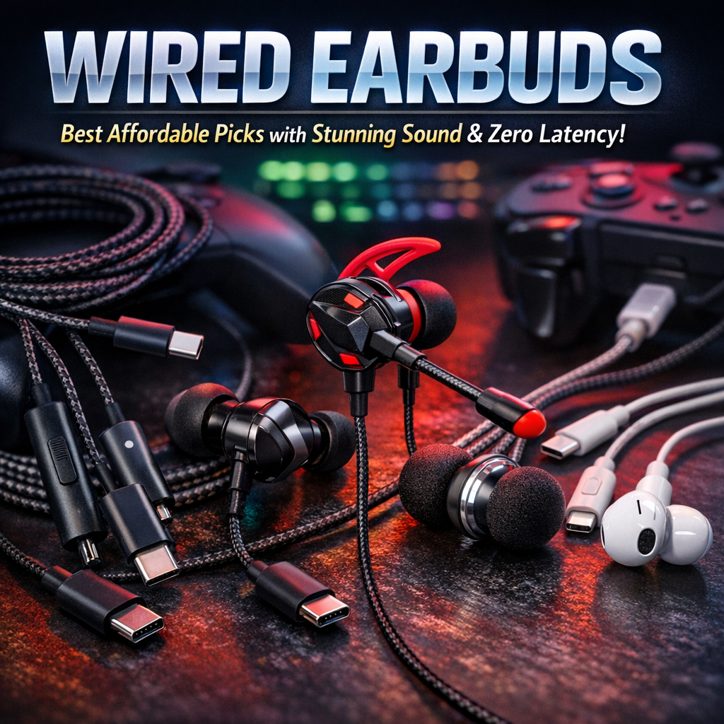 USB-C wired earbuds illustration for Wired Earbuds: Best Affordable Picks with Stunning Sound and Zero Latency