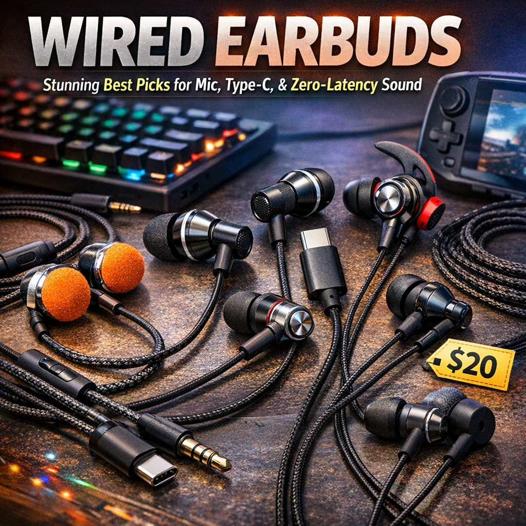 wired earbuds with mic illustration for Wired Earbuds: Stunning Best Picks for Mic, Type-C, and Zero-Latency Sound