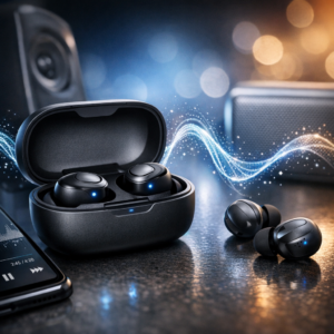 sports wireless earbuds illustration