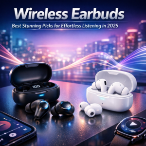 premium wireless earbuds illustration