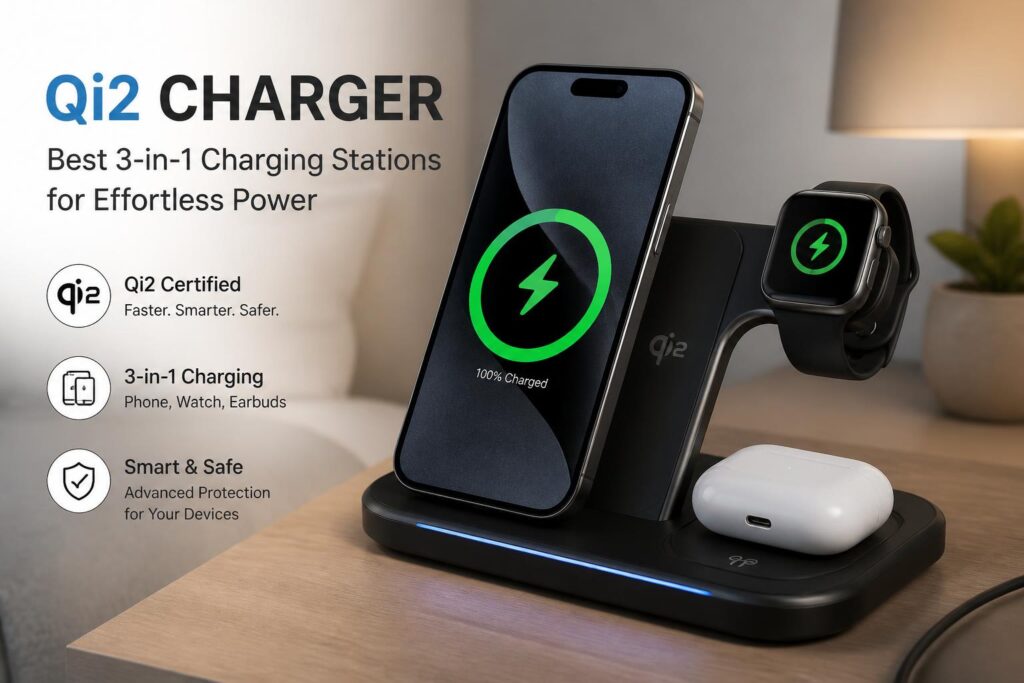 Illustration of Qi2 Charger: Best 3-in-1 Charging Stations for Effortless Power