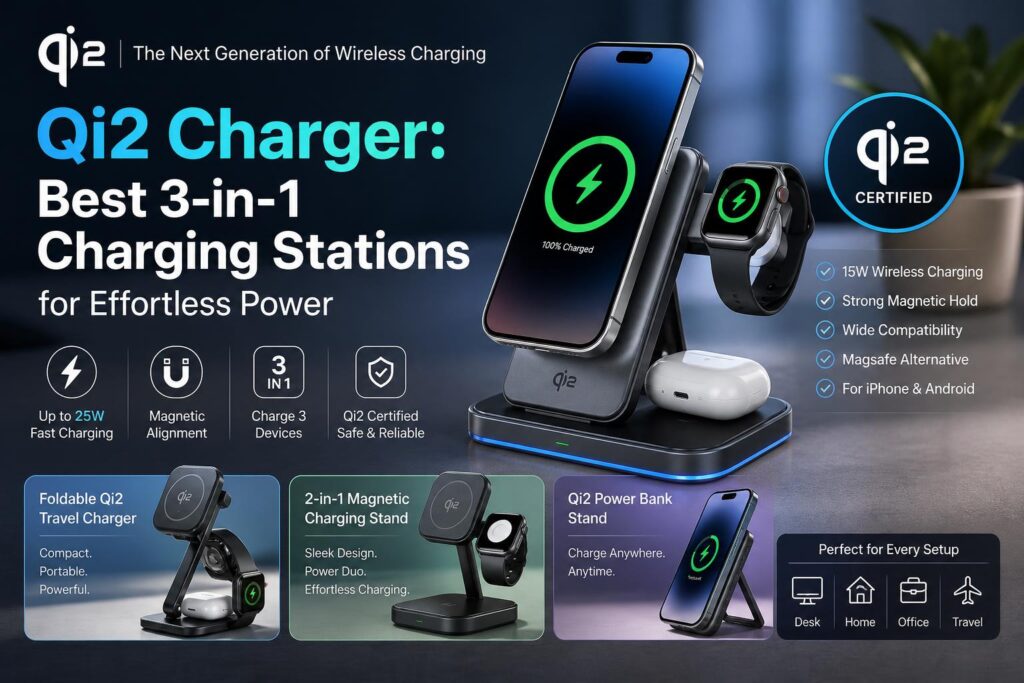 Illustration of Qi2 Charger: Best 3-in-1 Charging Stations for Effortless Power