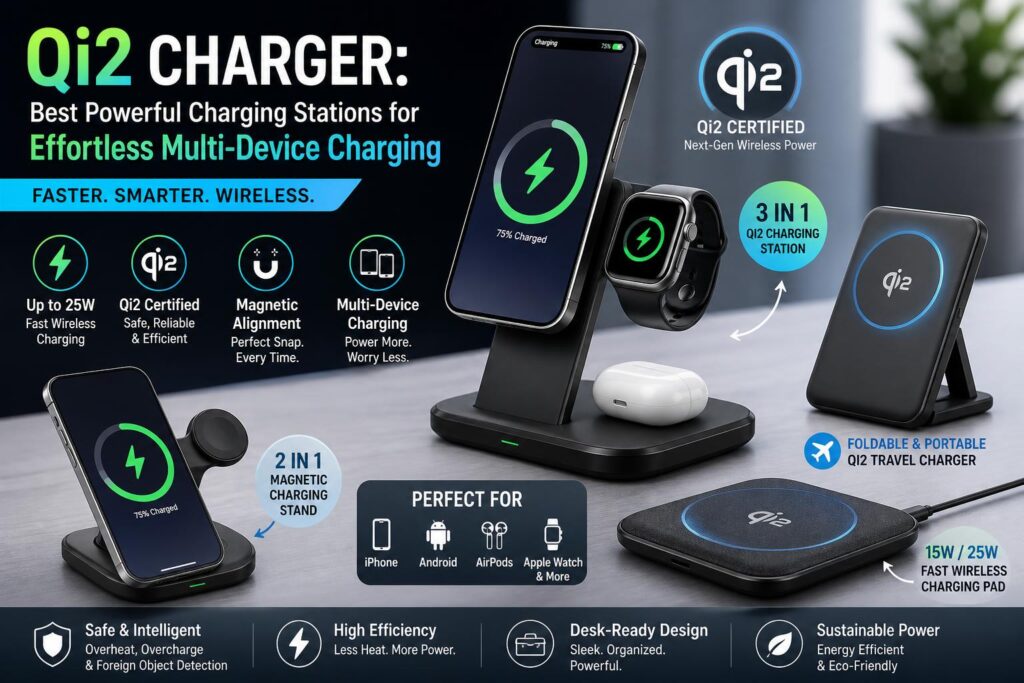 Illustration of Qi2 Charger: Best Powerful Charging Stations for Effortless Multi-Device Charging
