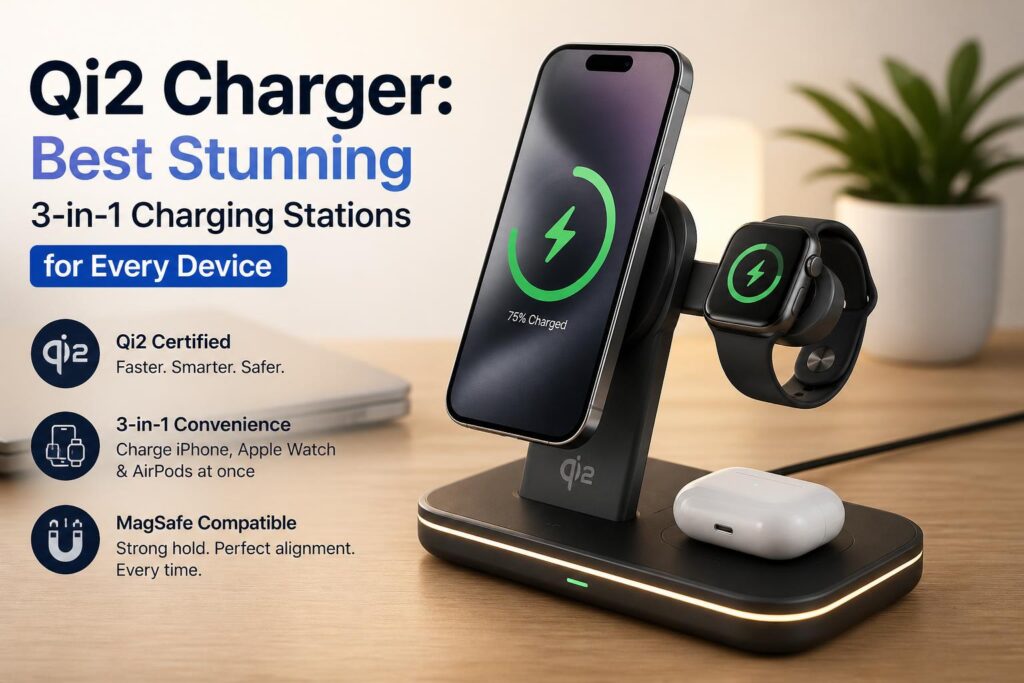 Illustration of Qi2 Charger: Best Stunning 3-in-1 Charging Stations for Every Device