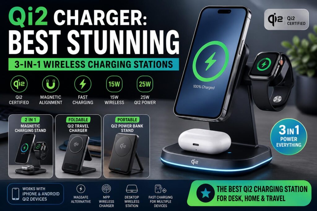 Illustration of Qi2 Charger: Best Stunning 3-in-1 Wireless Charging Stations